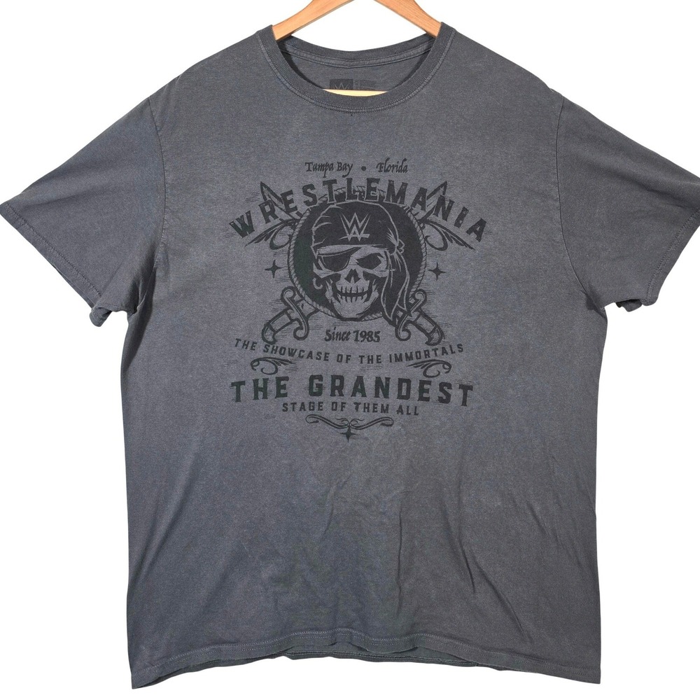 WWE Authentic WrestleMania XXXVII Tampa Graphic‎ T-Shirt Gray Mens XL Skull
